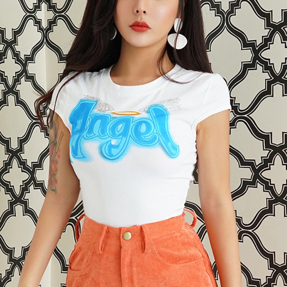 Angel Graphic Cropped Top
